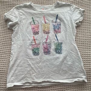 Crewcuts White T-Shirt with Sequin Drink Design
